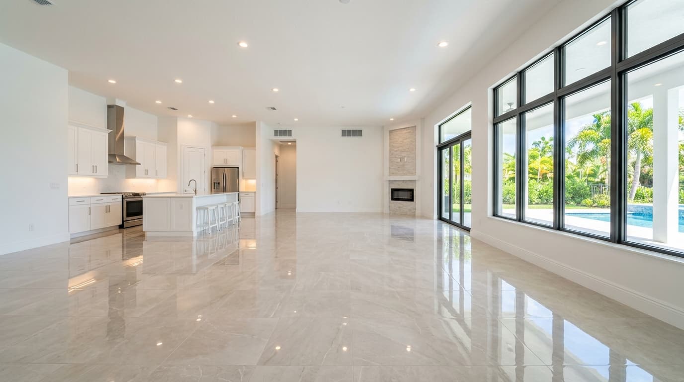 Newly built Florida home after post-construction cleaning